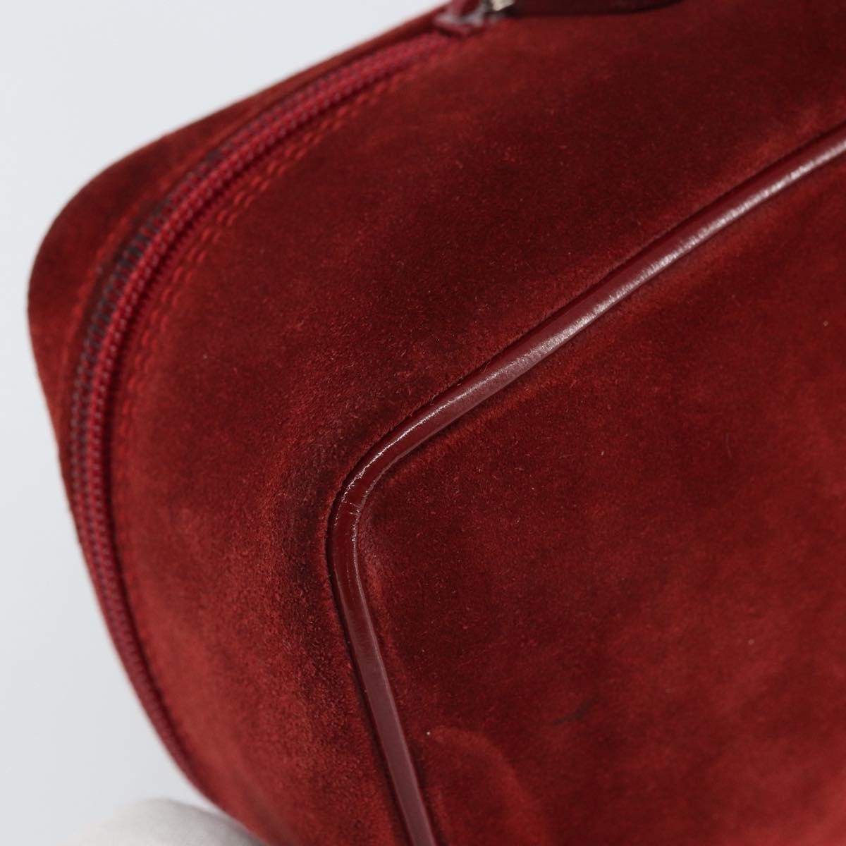 Gucci GUCCI Horsebit Vanity Bag Hand Bag Suede Red Gold 032 1705 0141 Authentic yk19984