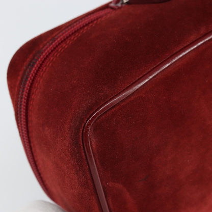 Gucci GUCCI Horsebit Vanity Bag Hand Bag Suede Red Gold 032 1705 0141 Authentic yk19984