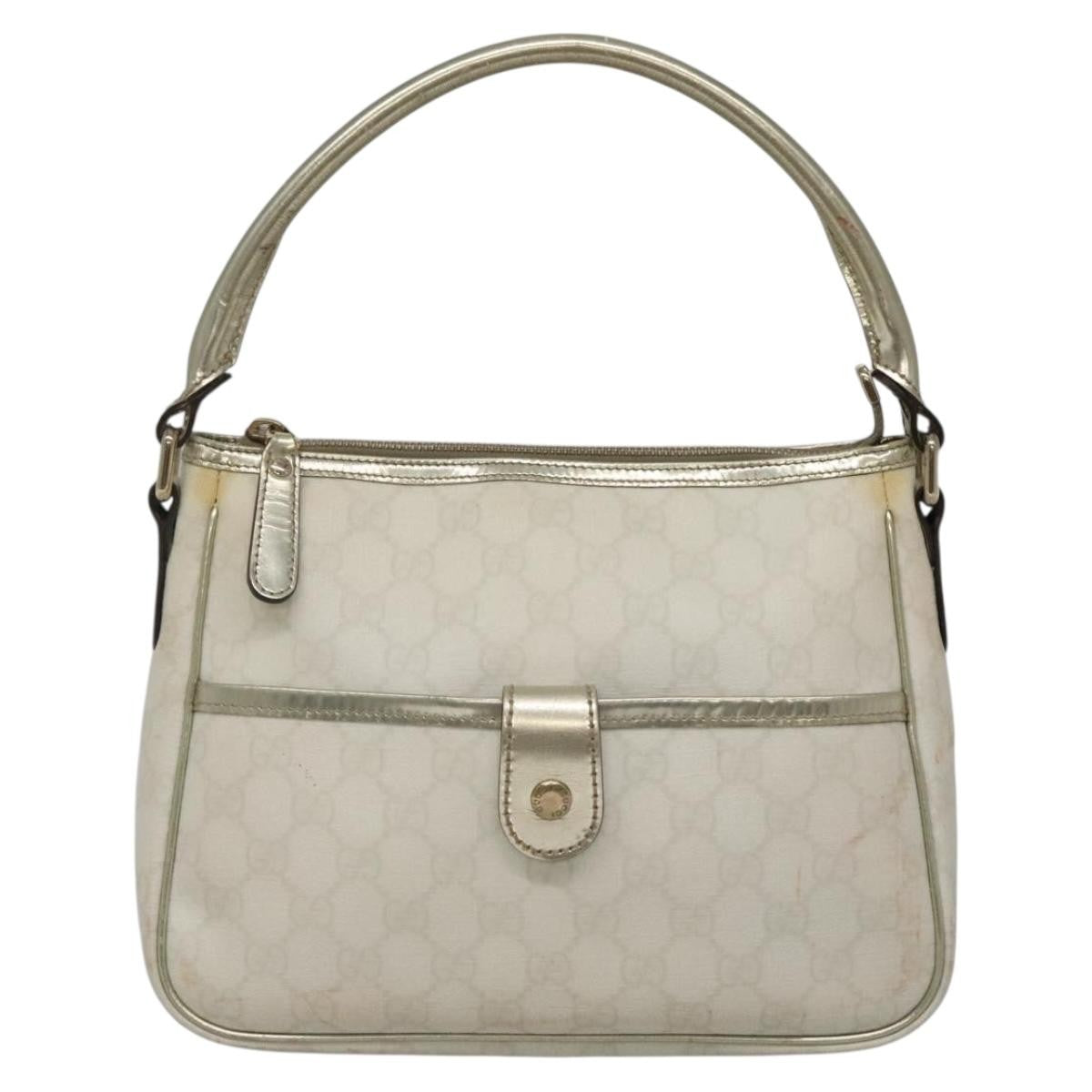 Gucci GUCCI GG Supreme Shoulder Bag PVC White Gold 190258 Authentic SW1471