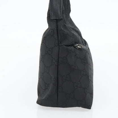 Gucci GUCCI GG Canvas Shoulder Bag Nylon Black Silver 01 3386 Authentic 178845