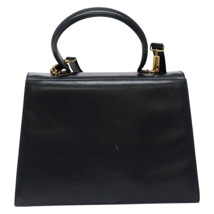 Salvatore Ferragamo Salvatore Ferragamo Gancini Hand Bag Leather 2way Navy Gold Authentic 133776