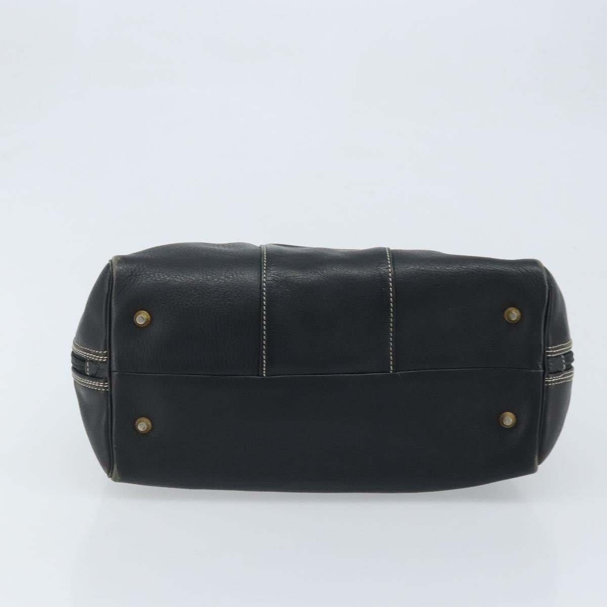 Dior Christian Dior Hand Bag Leather Black Gold Authentic ep13686