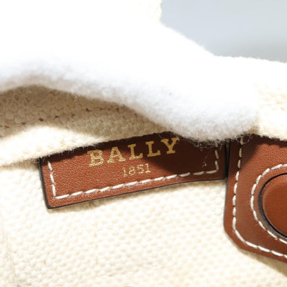 BALLY BALLY Crystalia XS Hand Bag Canvas 2way White Gold Authentic mr1384