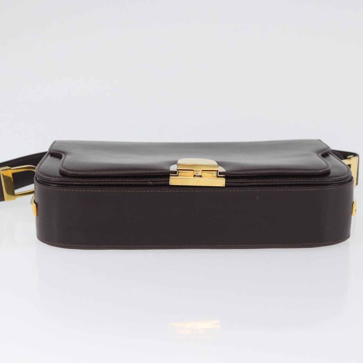 Gucci GUCCI Shoulder Bag Leather Brown Gold Authentic ep13909
