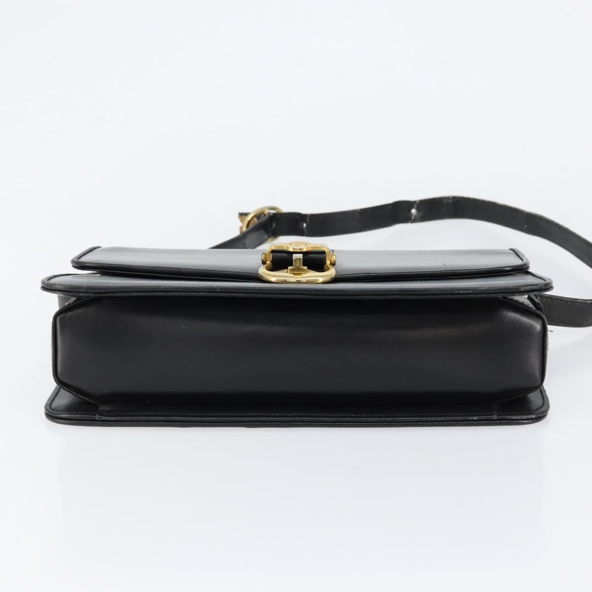 Gucci GUCCI Web Sherry Line Shoulder Bag Leather Black Gold Authentic SW1764