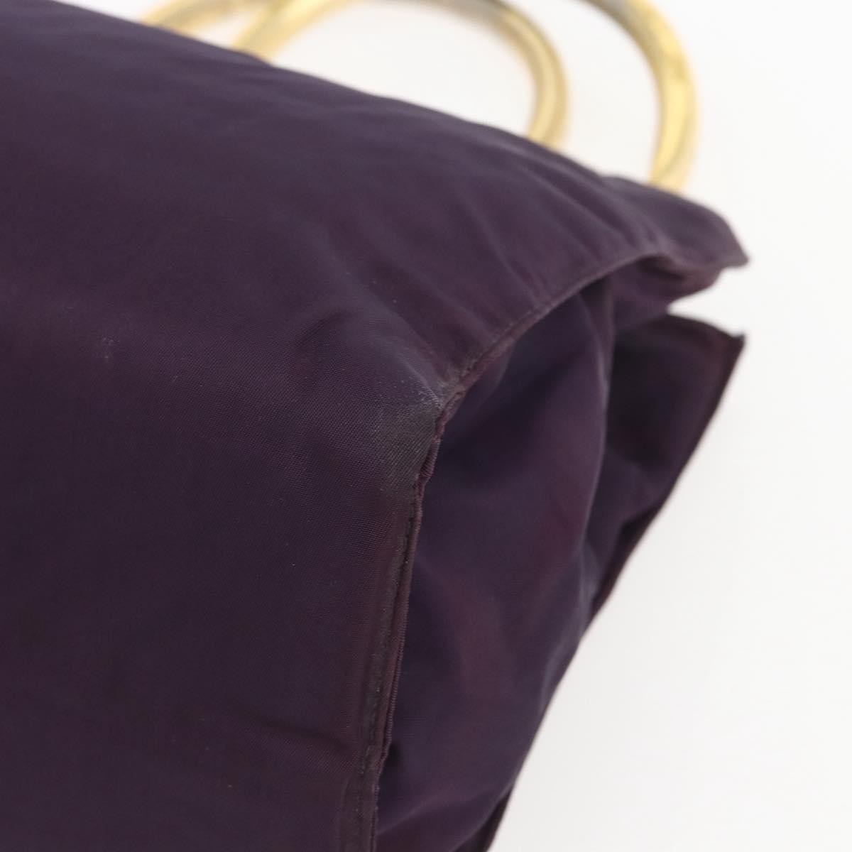 Prada PRADA Hand Bag Nylon Metal Purple Gold Authentic 155415