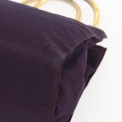 Prada PRADA Hand Bag Nylon Metal Purple Gold Authentic 155415