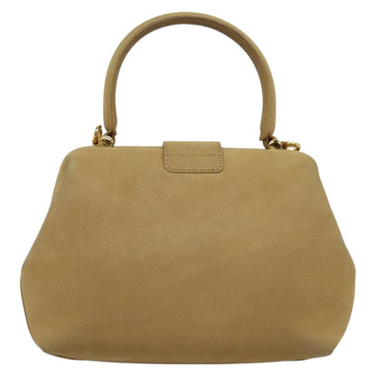 Celine CELINE Hand Bag Leather 2way Beige Gold Authentic sw1099