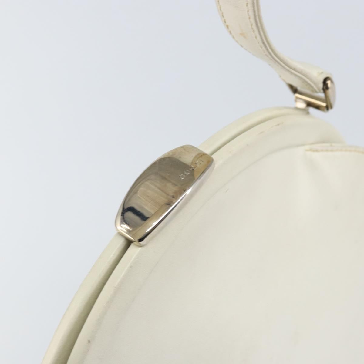 Gucci GUCCI Hand Bag Leather White Silver Authentic 170514