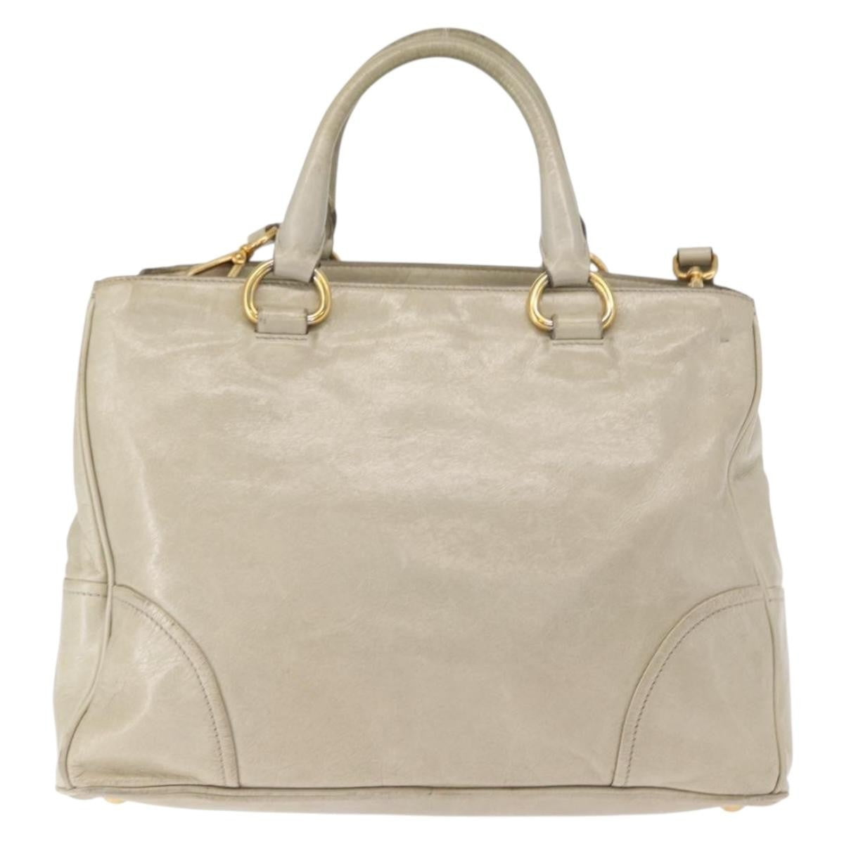 Prada PRADA Hand Bag Leather 2way Beige Gold Authentic ka1369