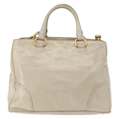Prada PRADA Hand Bag Leather 2way Beige Gold Authentic ka1369