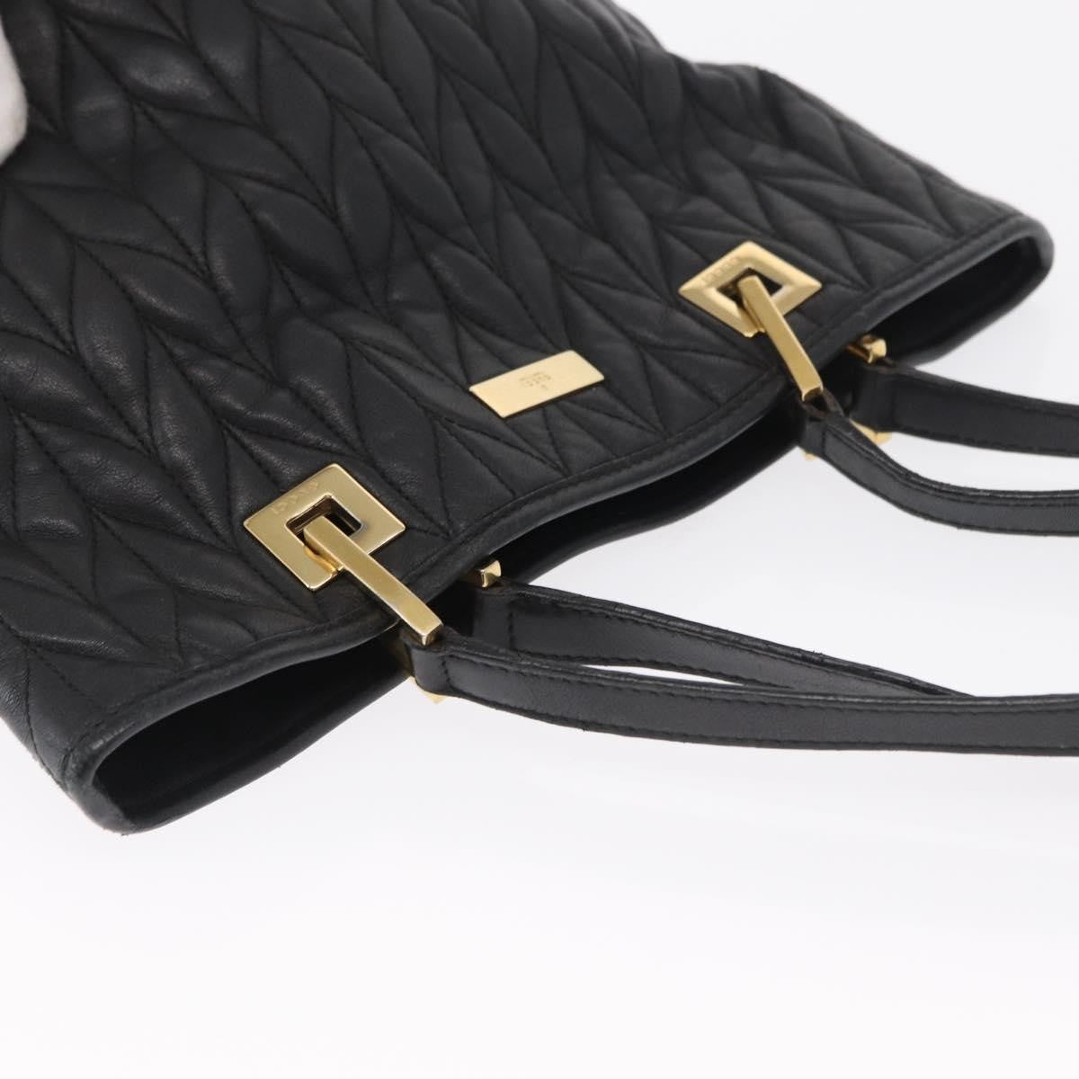 Gucci GUCCI Tote Bag Leather Black Gold 002 1099 Authentic 166099
