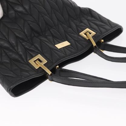 Gucci GUCCI Tote Bag Leather Black Gold 002 1099 Authentic 166099