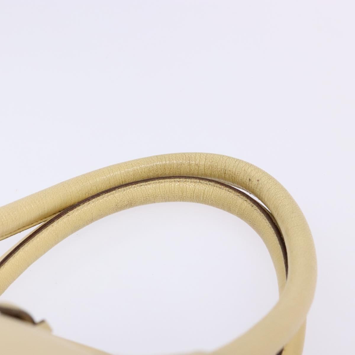 Prada PRADA Gamaguchi Hand Bag Leather Beige Gold Authentic 135924