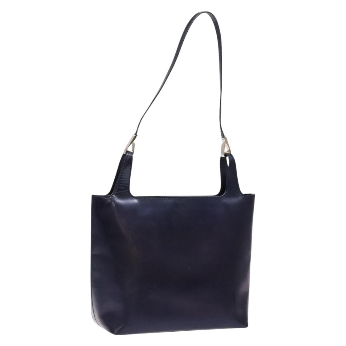 Gucci GUCCI Shoulder Bag Enamel Navy Silver Authentic bs28873