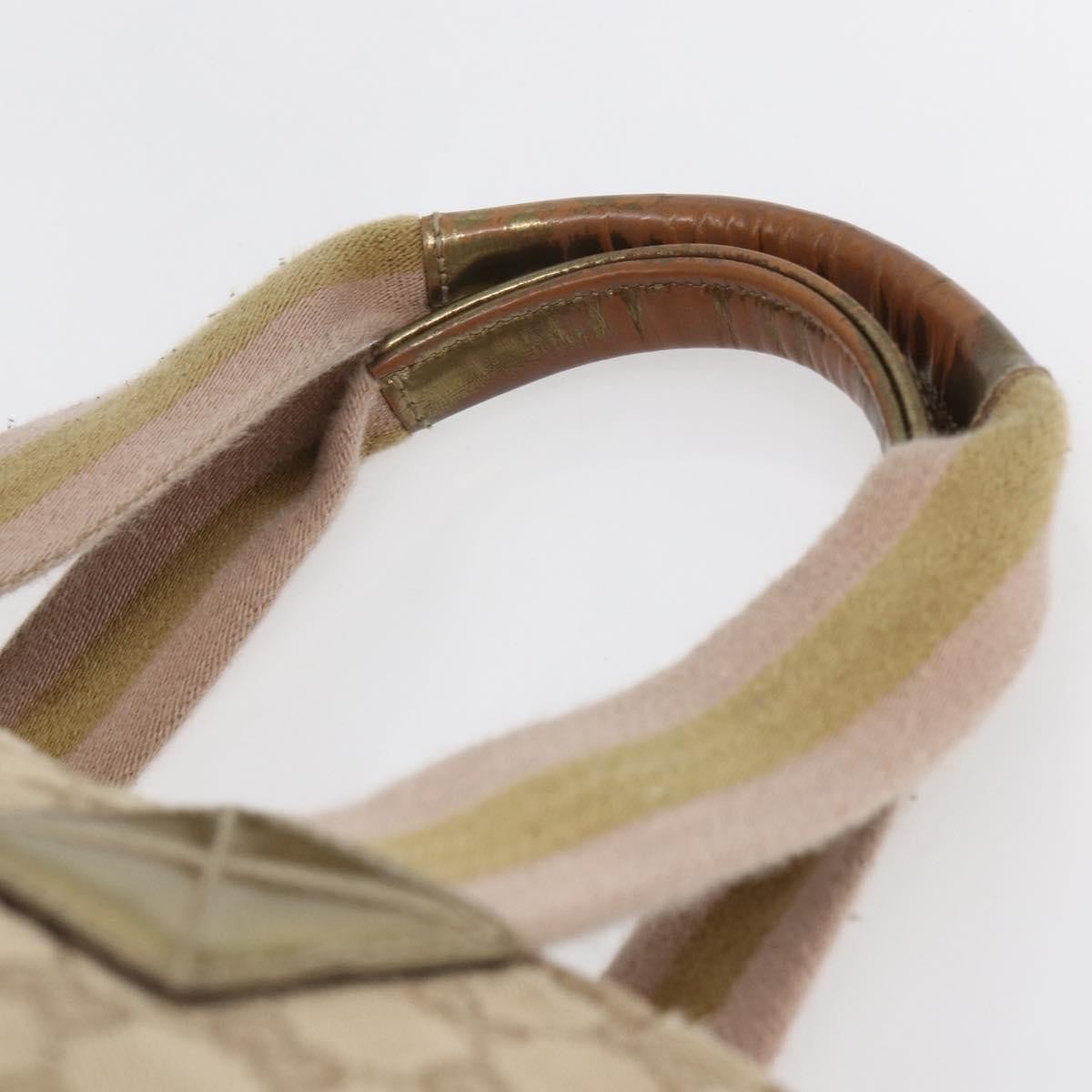 Gucci GUCCI GG Canvas Sherry Line Tote Bag Beige Pink 131231 Authentic 153359