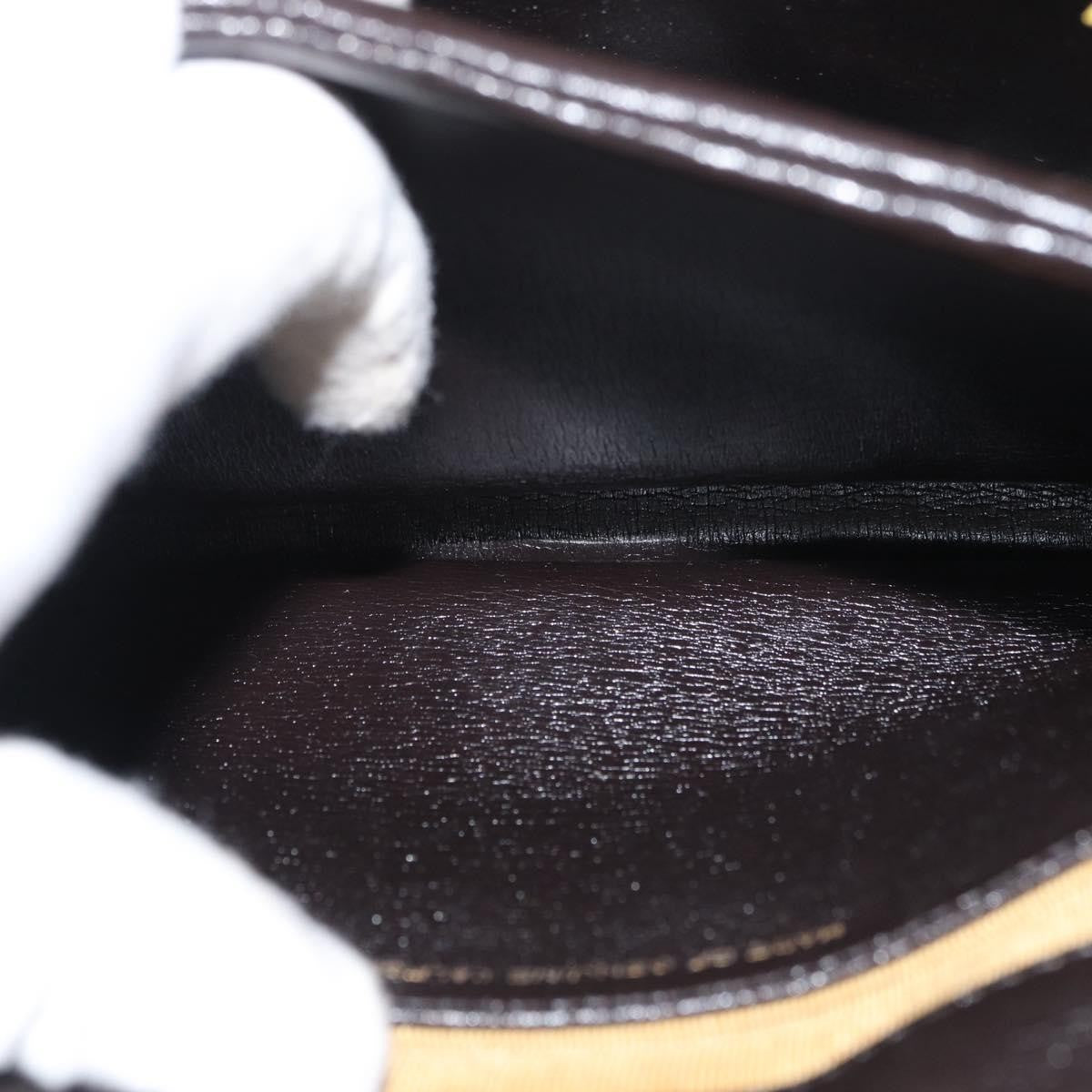 Dior Christian Dior Hand Bag Calf Skin 2way Dark Brown Gold Authentic 180355