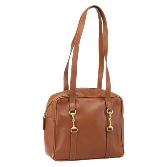 Gucci GUCCI Hand Bag Leather Brown Gold Authentic ep13246