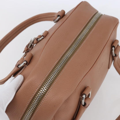 Prada PRADA Hand Bag Leather Silver Beige Authentic ka117