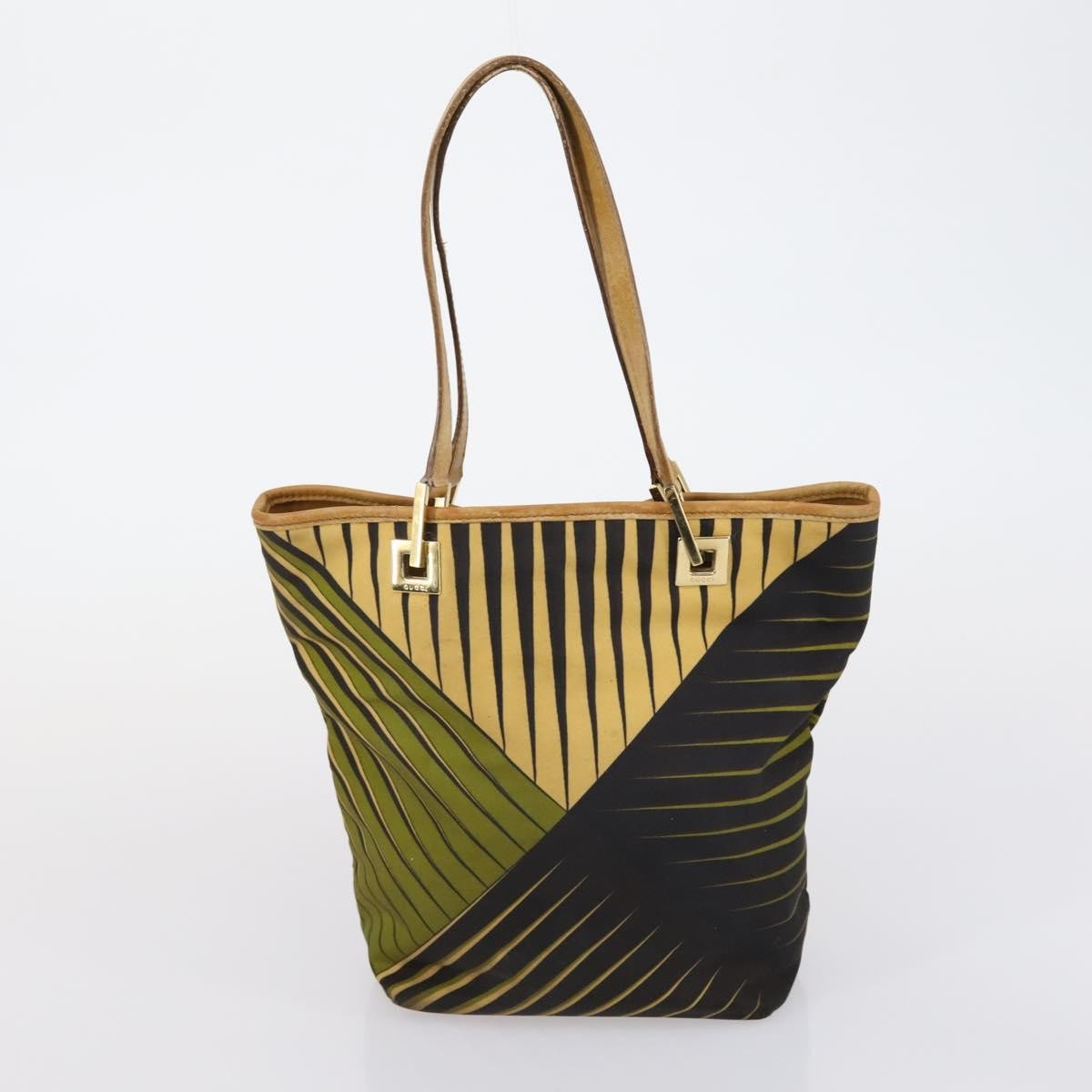 Gucci GUCCI Hand Bag Canvas nylon 4 Set Beige Black Green Authentic bs30536
