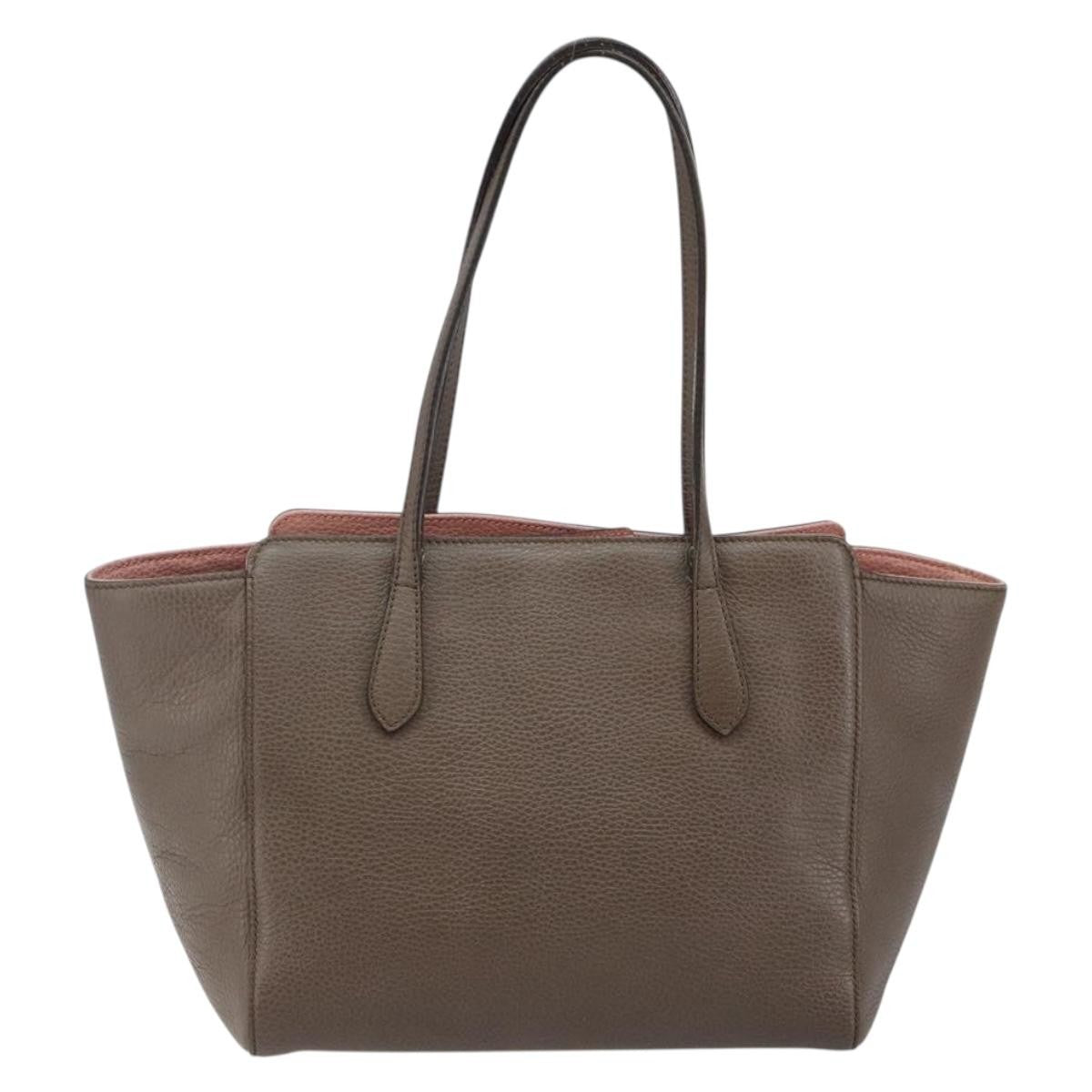 Gucci GUCCI Tote Bag Leather Gold Gray 354408 Authentic hk2995