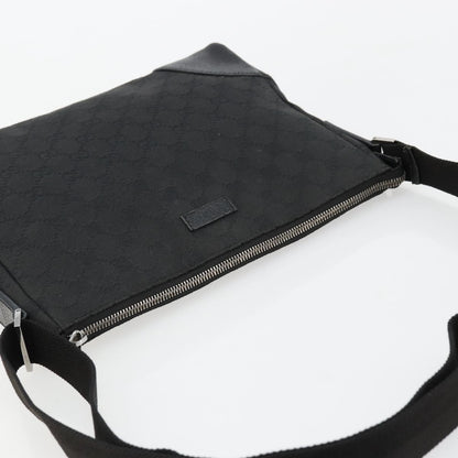 Gucci GUCCI GG Canvas Shoulder Bag Black Silver 114273 Authentic ep14561