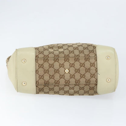 Gucci GUCCI GG Canvas Web Sherry Line Tote Bag Beige Gold 257061 Authentic gh1178