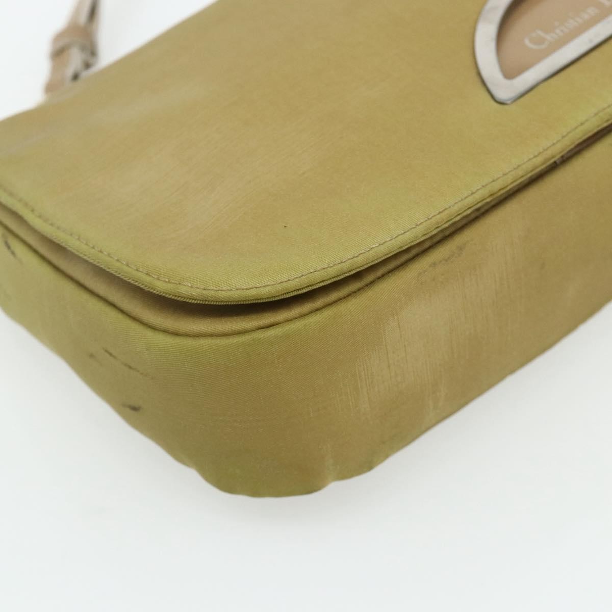 Dior Christian Dior Maris Pearl Shoulder Bag Nylon Beige Silver Authentic 180083