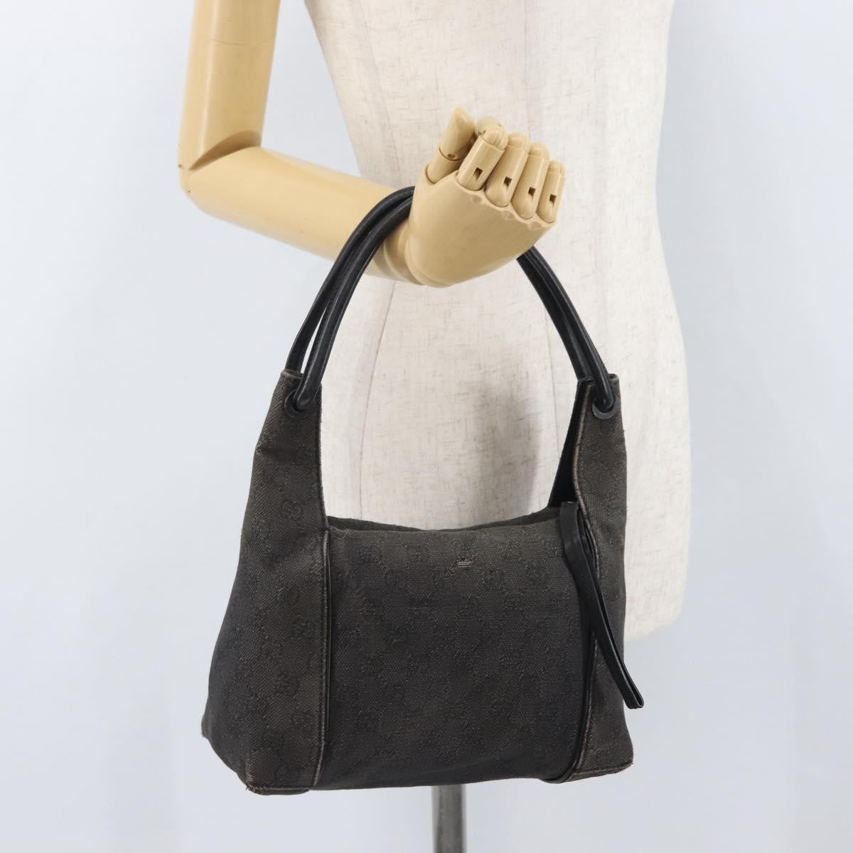 Gucci GUCCI GG Canvas Shoulder Bag Black 101333 Authentic 173490