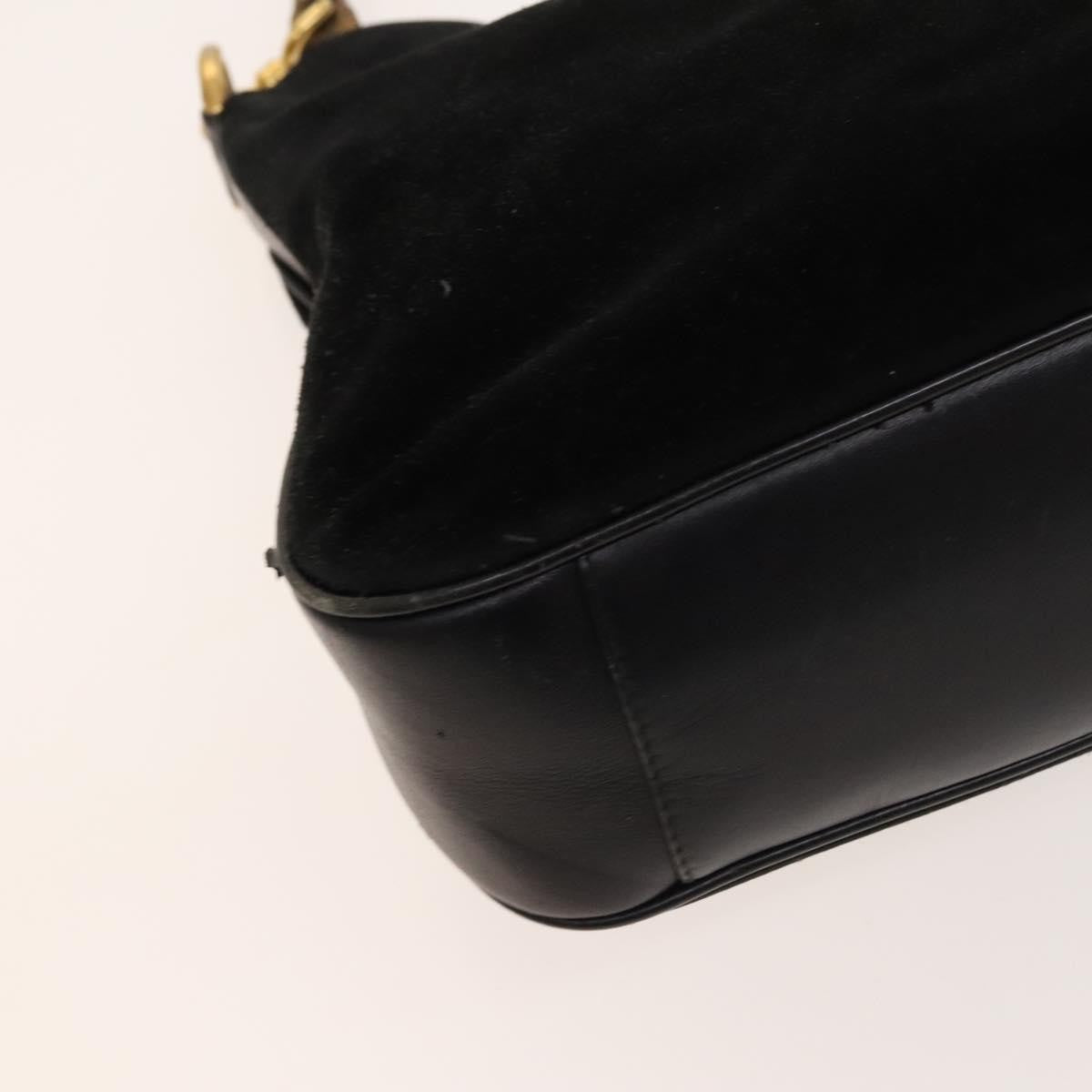 Gucci GUCCI Bamboo Shoulder Bag Suede 2way Black Gold 001 2404 16380 Authentic ti3280