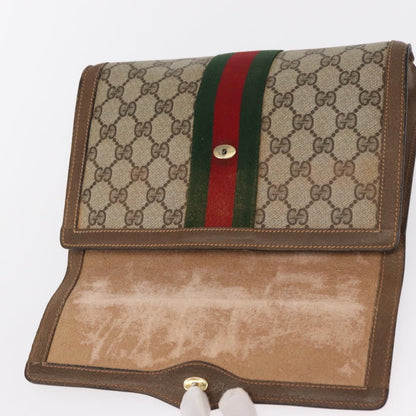 Gucci GUCCI GG Supreme Web Sherry Line Clutch Bag PVC Beige Gold 89 01 006 Authentic 155387