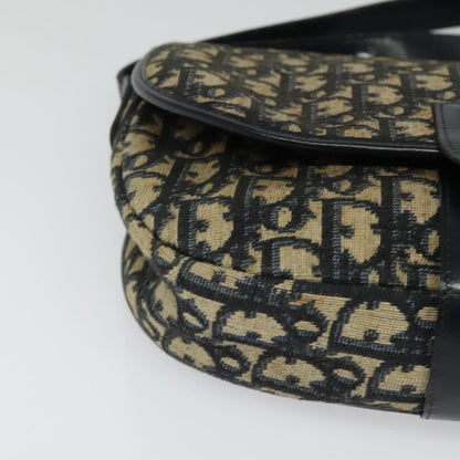Dior Christian Dior Trotter Canvas Shoulder Bag Navy Gold Authentic BD2178