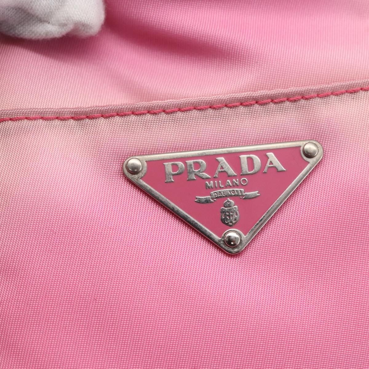 Prada PRADA Hand Bag Nylon 2way Pink Silver Authentic 153314