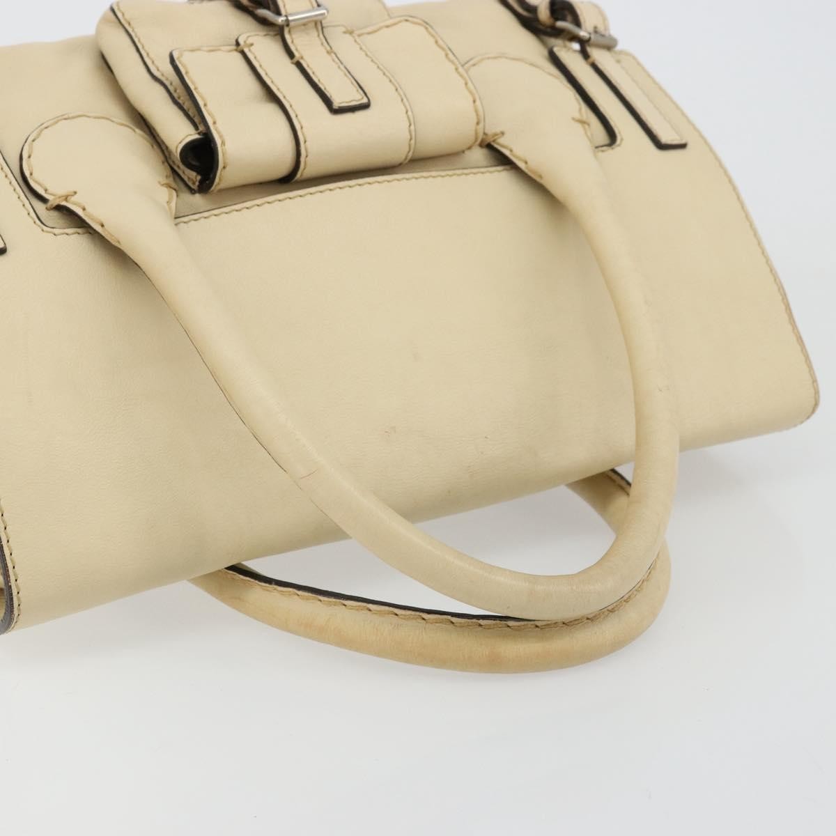 Chloé Chloé Chloe Edith Boston Bag Leather Beige Silver Authentic bs30503