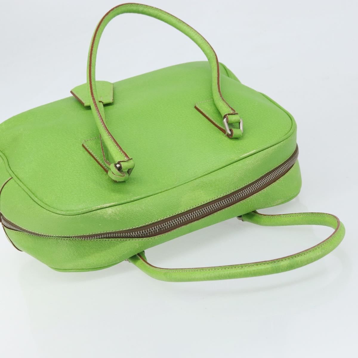Prada PRADA Hand Bag Leather Silver Light green Authentic 172031