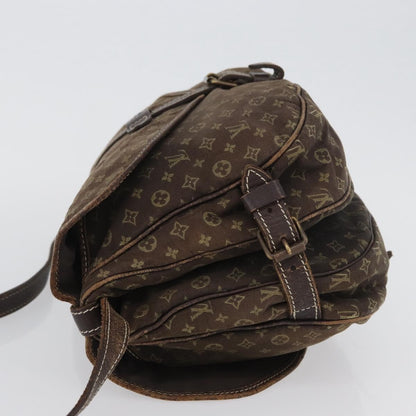 Louis Vuitton LOUIS VUITTON Monogram Mini Lin SaumurPM Shoulder Bag Brown M95227 Authentic BSZ306