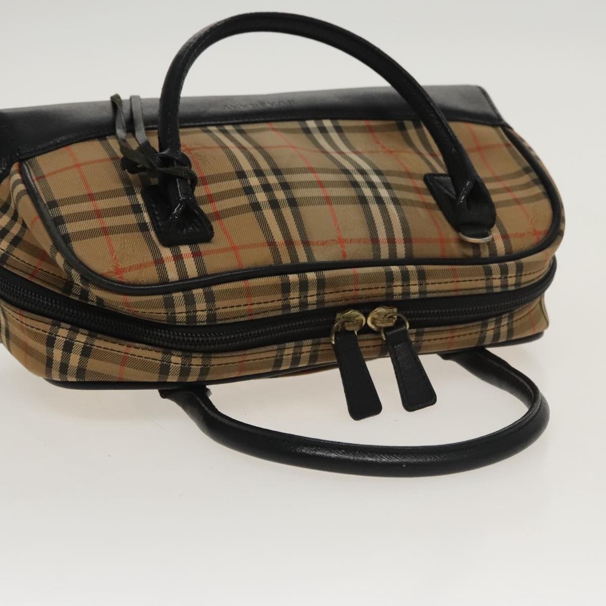 Burberry BURBERRY Nova Check Tote Bag Canvas Leather Beige Black Authentic 100692