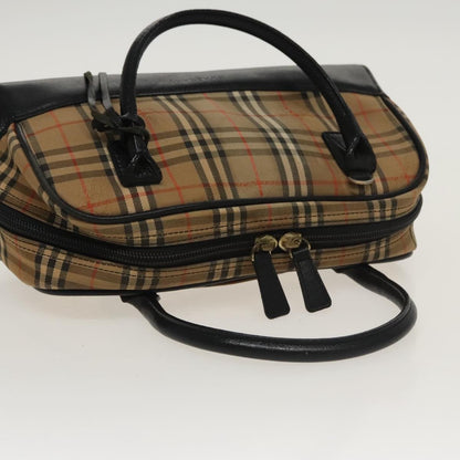 Burberry BURBERRY Nova Check Tote Bag Canvas Leather Beige Black Authentic 100692