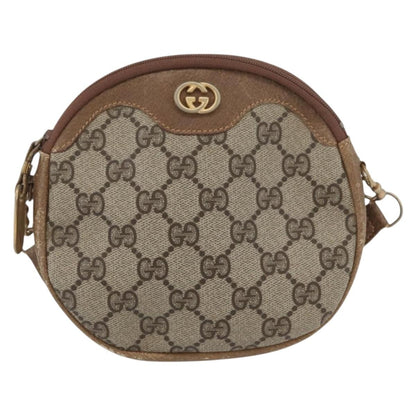 Gucci GUCCI GG Supreme Shoulder Bag PVC Beige Gold Authentic SW2190