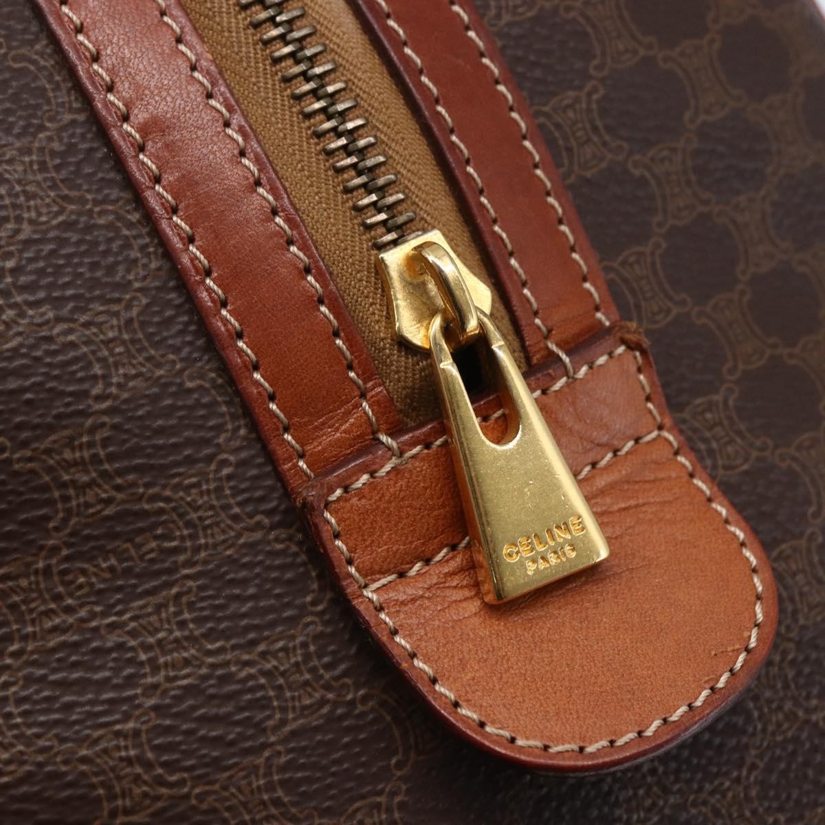 Celine CELINE Macadam Canvas Mini Boston Bag PVC Leather Brown Authentic ki6058