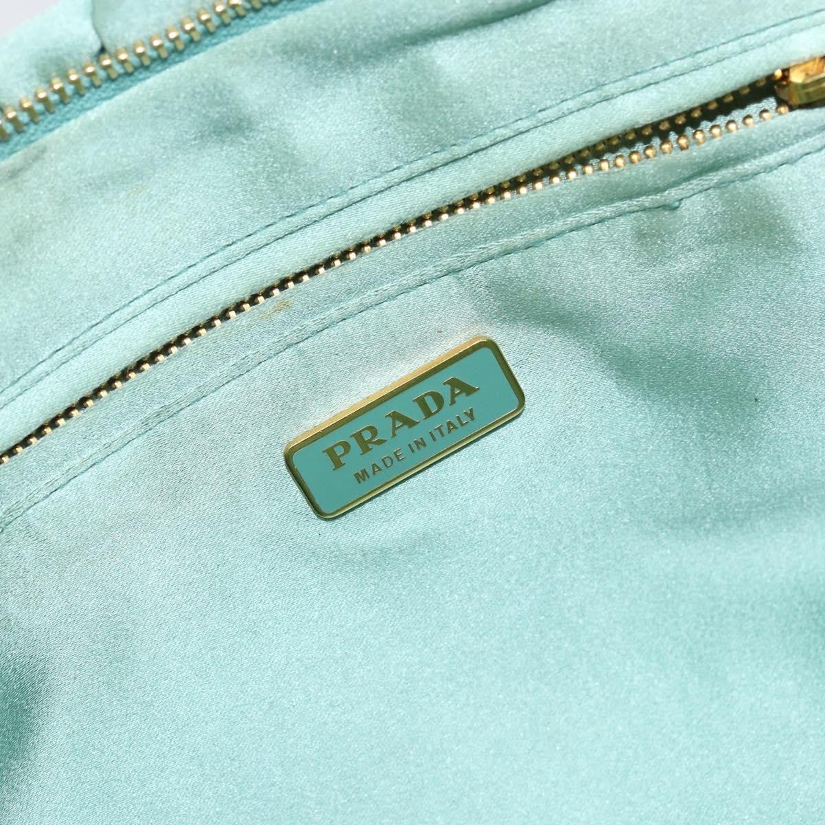 Prada PRADA Clutch Bag Satin Green Gold Authentic 145020