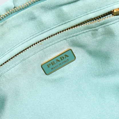 Prada PRADA Clutch Bag Satin Green Gold Authentic 145020