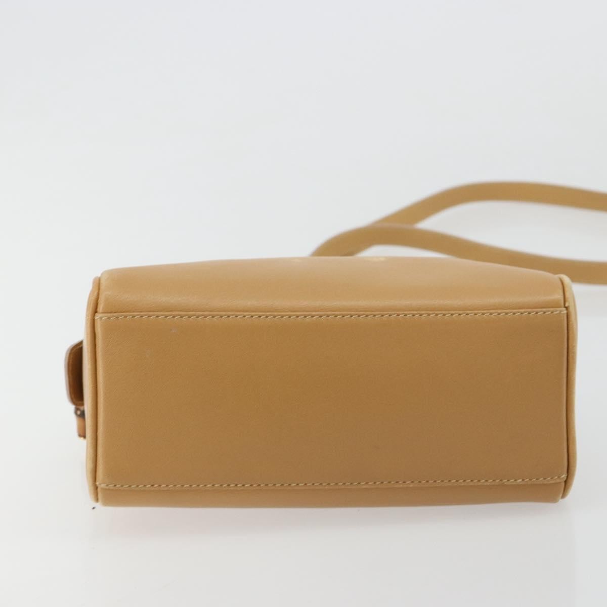 Gucci GUCCI Bamboo Hand Bag Leather 2way Beige Gold Authentic 181116