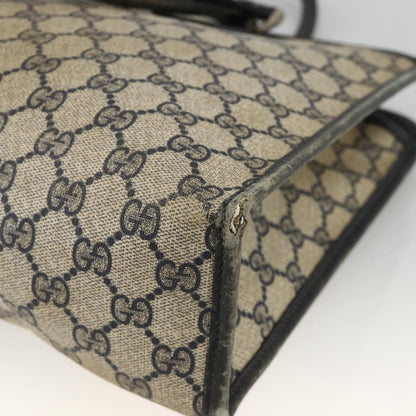 Gucci GUCCI GG Supreme Sherry Line Hand Bag PVC Navy Gold 010 378 Authentic BAZ548