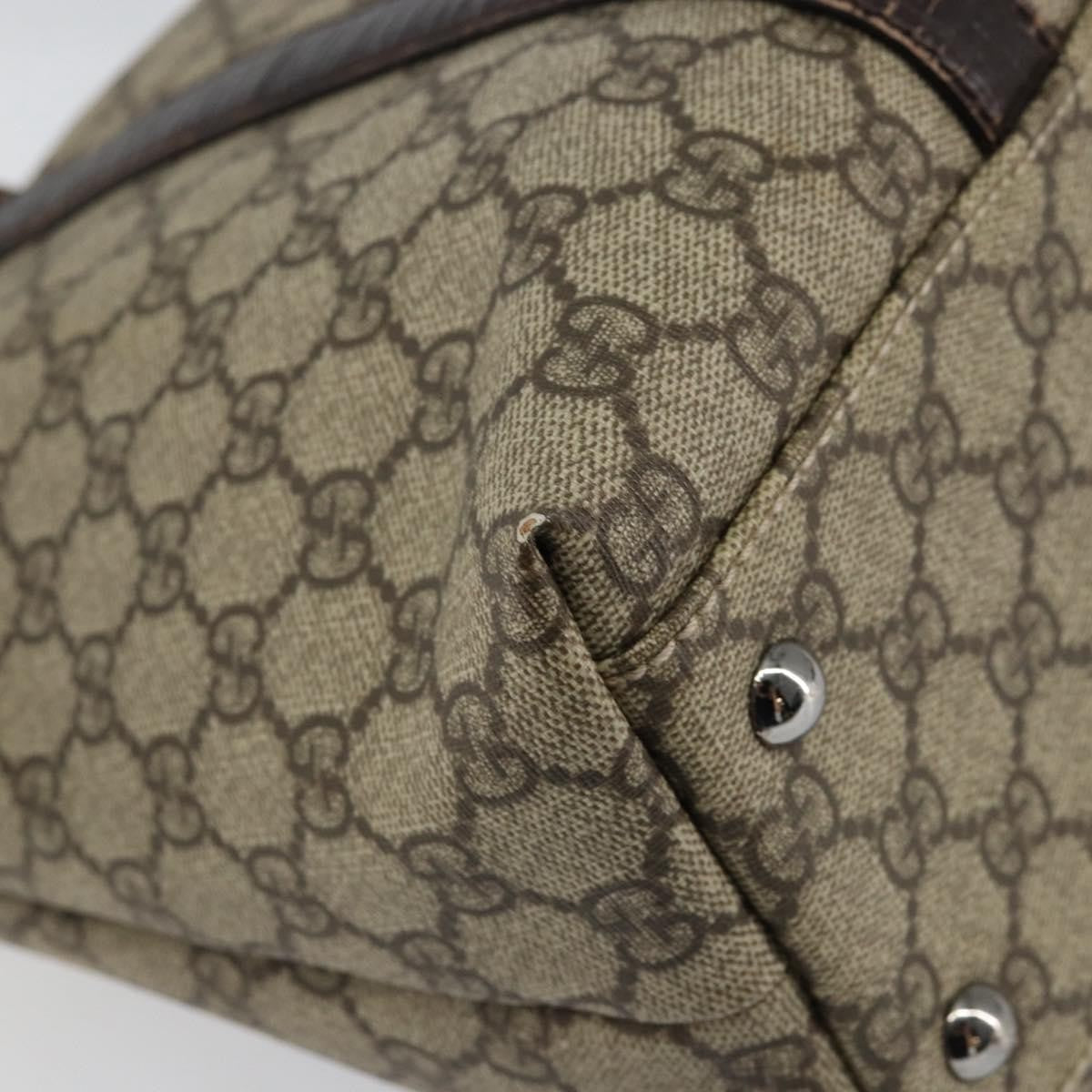 Gucci GUCCI GG Supreme Tote Bag PVC Beige Silver 114595 Authentic ep12164