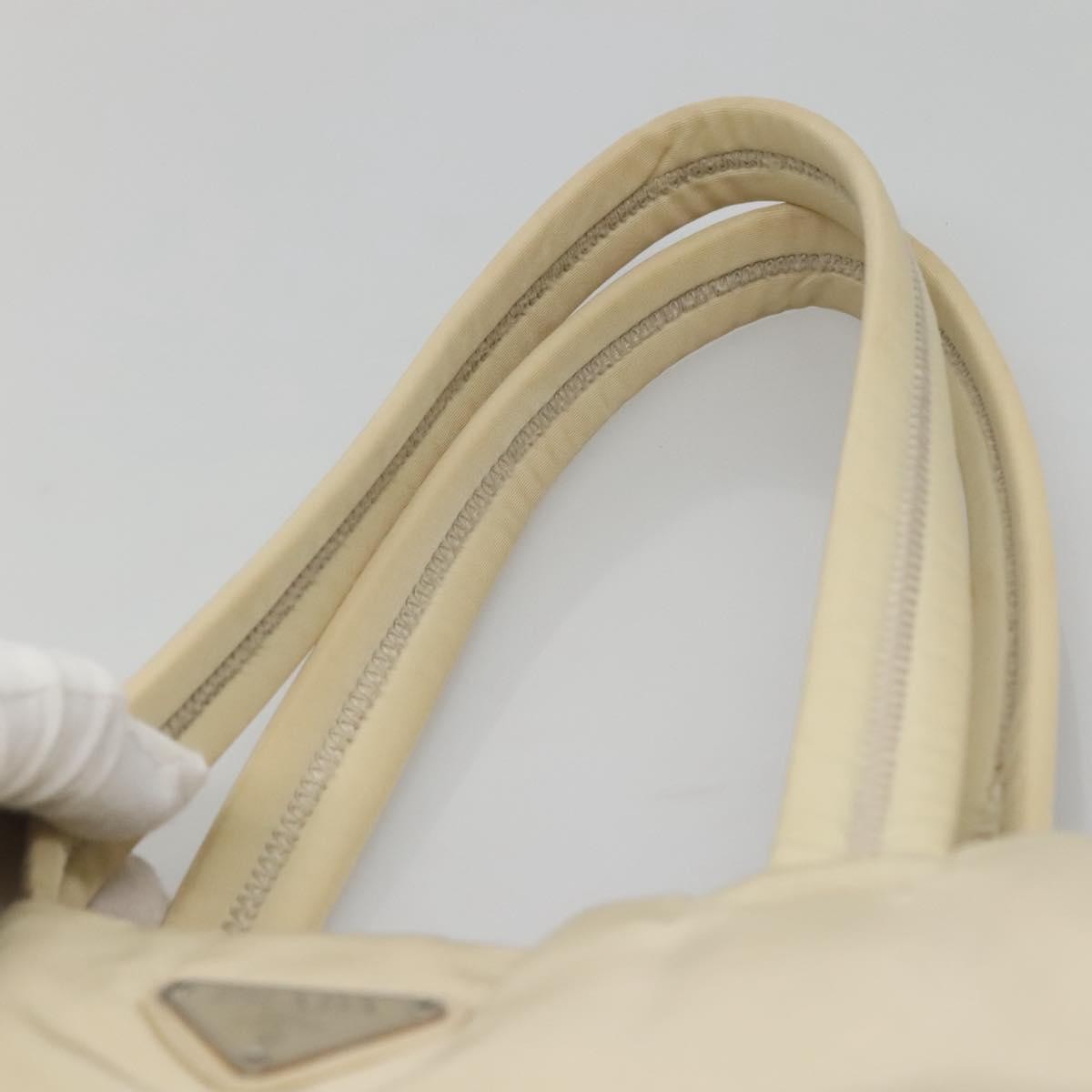 Prada PRADA Tote Bag Nylon Beige Silver Authentic 139071