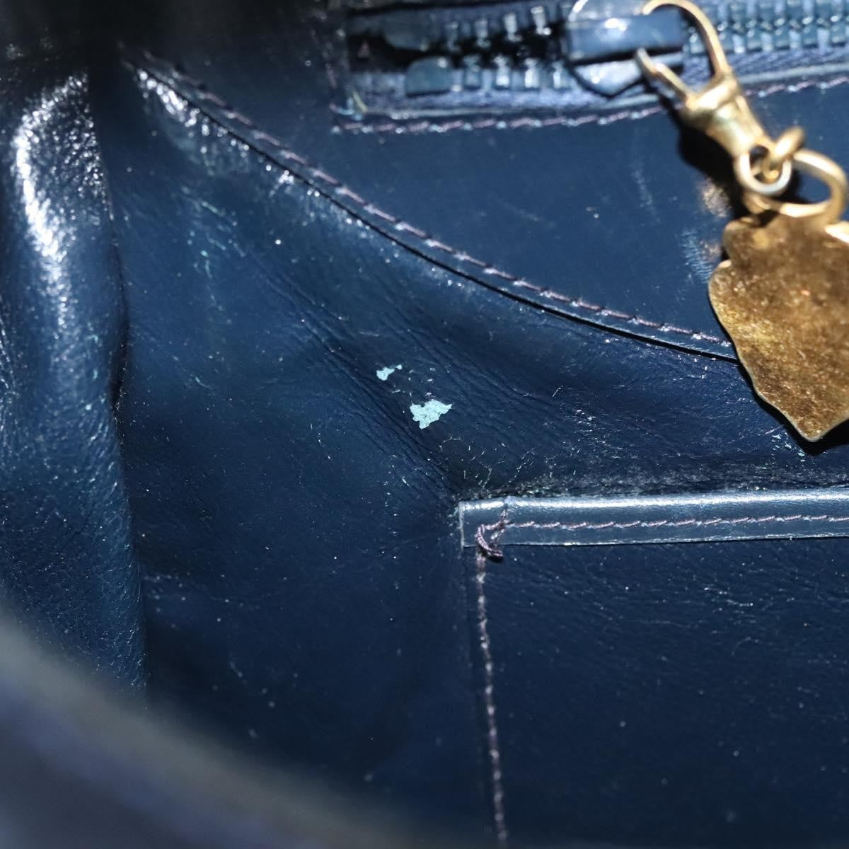 Gucci GUCCI Shoulder Bag Suede Navy Gold Authentic ep10549