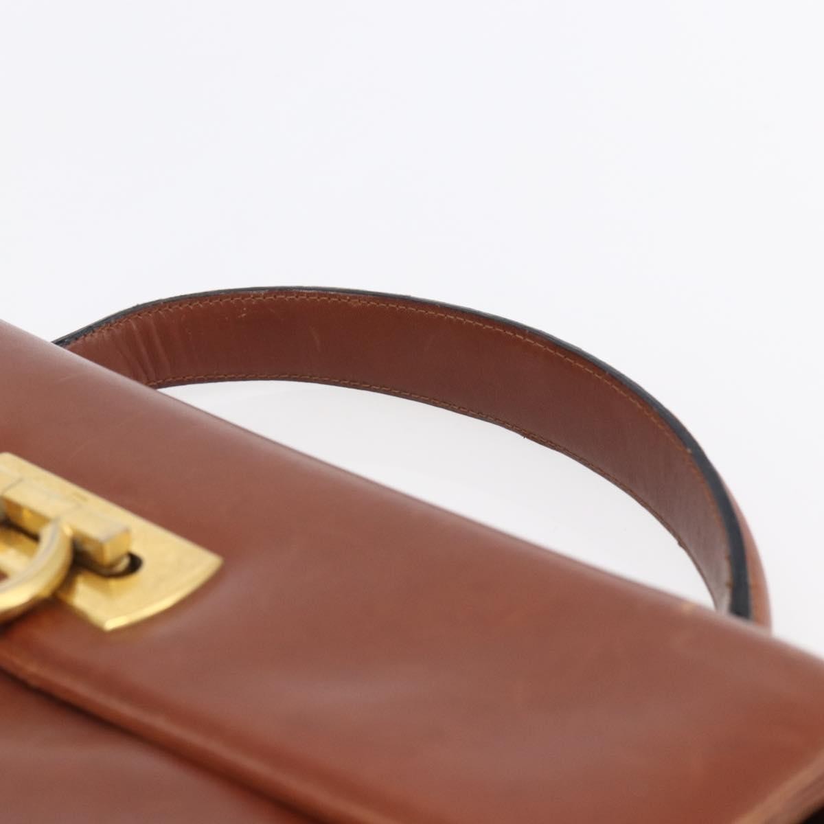 Salvatore Ferragamo Salvatore Ferragamo Gancini Hand Bag Leather Brown Gold Authentic 150384