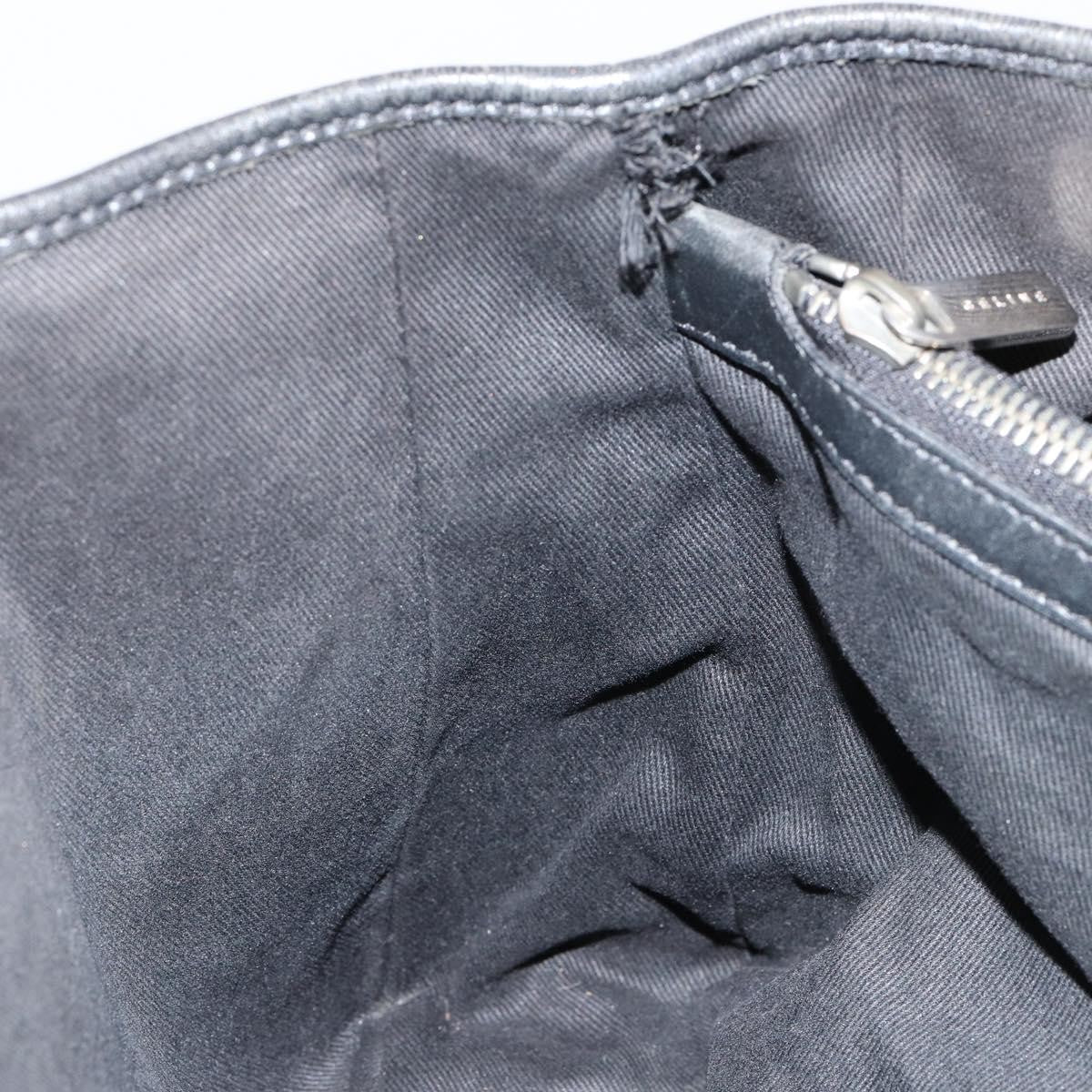 Celine CELINE Macadam Canvas Boogie Hand Bag Dark Brown Black Silver Authentic ti3458