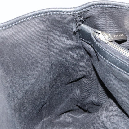 Celine CELINE Macadam Canvas Boogie Hand Bag Dark Brown Black Silver Authentic ti3458